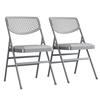 Bridgeport Folding Chair, Resin Mesh Back, Padded Fabric Seat, Grey Color, PK2 C865BP60GRY2E